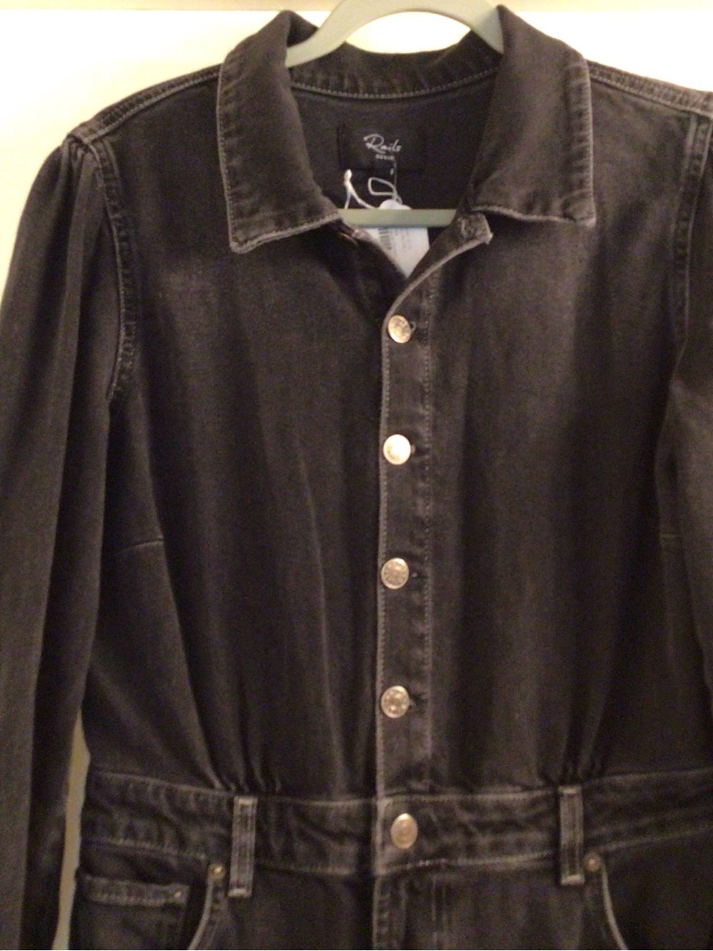 RAILS / Beverly - Washed Black Denim Midi Shirt Dress - Sz L - Picture 7 of 14
